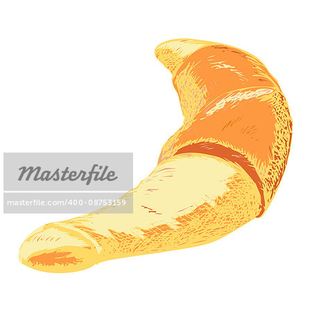 Hand drawn croissant isolated on white background. Vector illustration.