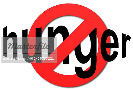Stop hunger sign in red with white background, 3D rendering