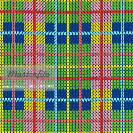 Knitting seamless vector pattern with perpendicular lines as a woollen Celtic tartan plaid or a knitted fabric texture in different hues
