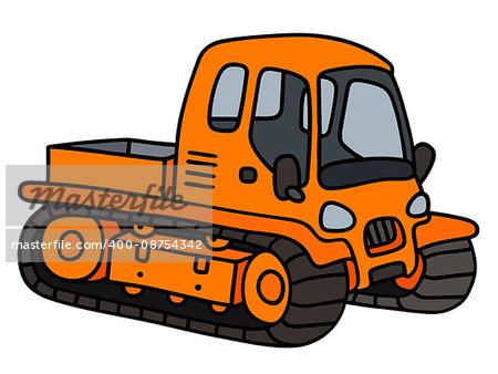 Hand drawing of an orange tracked vehicle