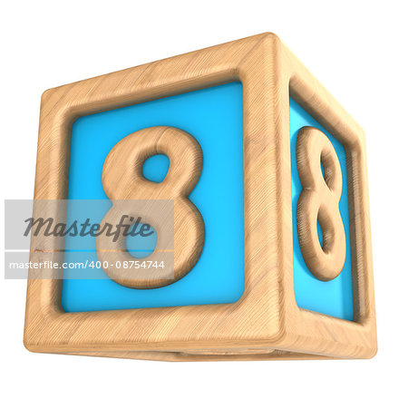 3d illustration of toy cube with sign '8' on it