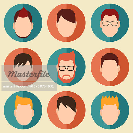 Boys Icons Set. Team Concept. Flat Style Modern Design. Vector Illustration