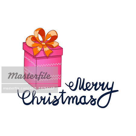 vector illustration of Merry Christmas Lettering with cartoon drowing omela. Element for design banners, web and greetings