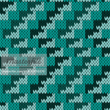 Abstract knitting seamless vector pattern with rows of zigzag lines as a knitted fabric texture in various turquoise hues