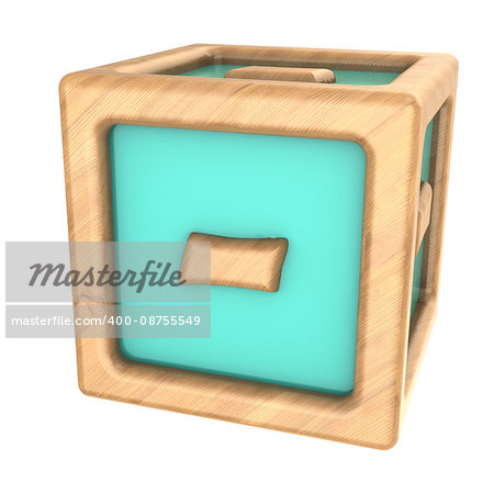 3d illustration of toy cube with sign '-' on it