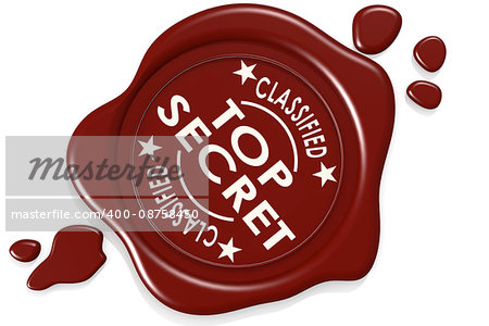 Top secret label seal isolated on white background, 3D rendering
