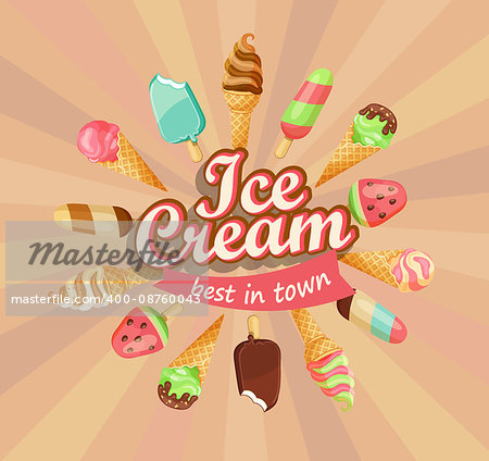 Ice cream collection, ice cream logo vector illustration.