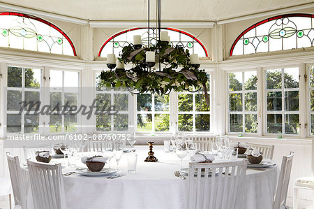 Table set in conservatory