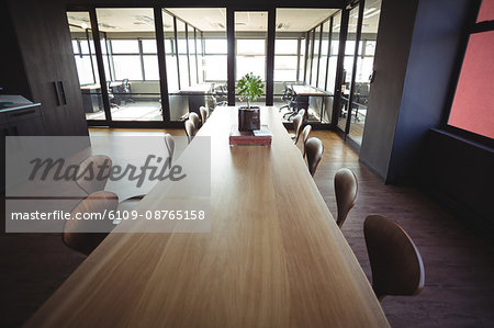 Long table in the seating area at office