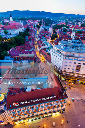 Overview of Zagreb at Dusk, Croatia