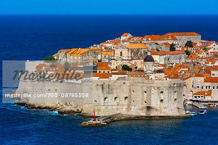Overview of City Walls of Dubrovnik, Dalmatia, Croatia