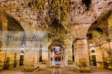 Basement Halls of Diocletian's Palace in the Old Town of Split in Split-Dalmatia County, Croatia