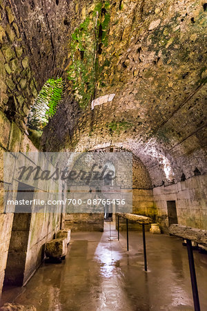 Basement Halls of Diocletian's Palace in the Old Town of Split in Split-Dalmatia County, Croatia