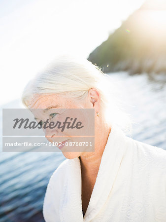 Portrait of a senior woman by the sea.