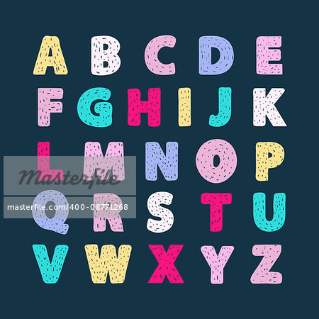 Alphabet vector creative abc isolated on a black background