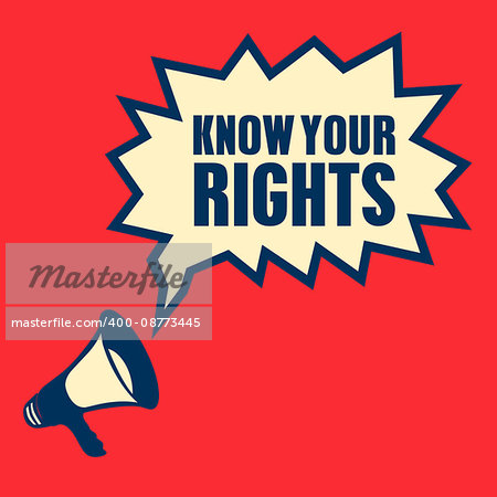 Megaphone, business concept with text Know Your Rights, vector illustration