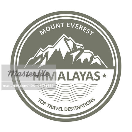 Snowbound mountain Himalayas - Everest label or stamp