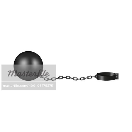 Vintage shackle in black design on white background