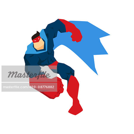 Superhero in Action. Superhero silhouette in different poses vector