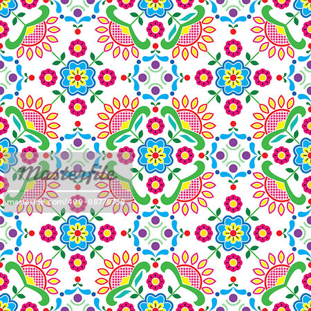 Vector colorful background, floral folk art from Norway isolated on white