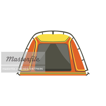 Small Orange Bright Color Tarpaulin Tent. Simple Childish Vector Illustration Isolated On White Background