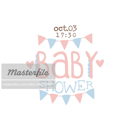 Paper Garlands Baby Shower Invitation Design Template. Calligraphic Vector Element For The Newborn Party Postcard.