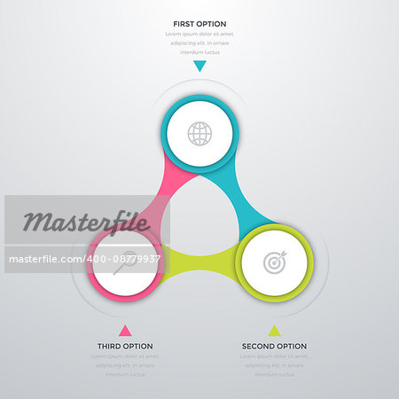 Vector illustration infographics three options. Infographics for workflow layout, banner, diagram.Beautiful infographics for web design