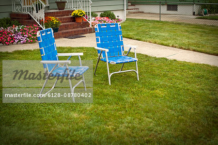 Deck chairs on a lawn