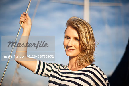 Portrait of mid-adult woman on a boat.