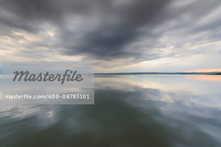 Clouds Reflecting in Lake Neusiedl at Sunset at Weiden am See, Burgenland, Austria