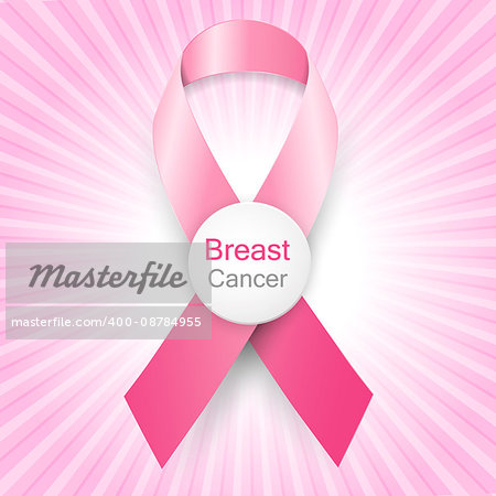 Breast cancer awareness month pink ribbon on background.