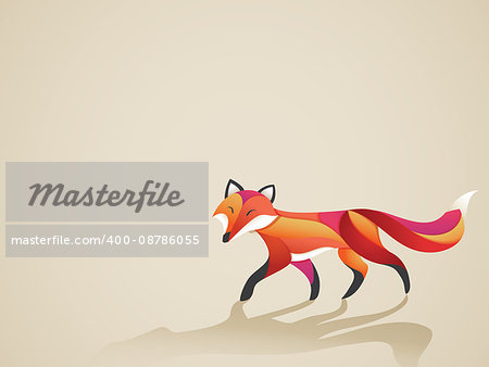 Colorful walking fox illustration