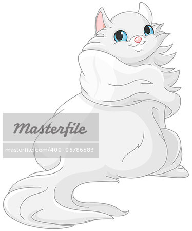 Illustration of cute white kitten