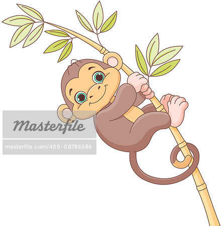 Illustration of cute baby monkey