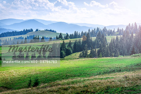 Majestic sunset in the mountains landscape. Dramatic sky. Carpathian, Ukraine, Europe.