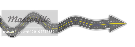 3d ilustration of road with arrow, over white background