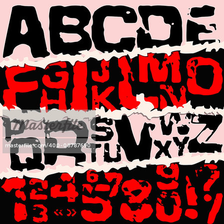 Vector illustration alphabet. Grunge black stamp font