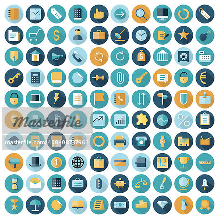 Flat design icons for business and finance. Vector eps10 with transparency.