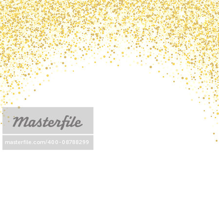 Gold glitter background. Golden sparkles on white background. Vector illustration.