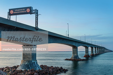 Confederation Bridge linking Prince Edward Island with mainland New Brunswick.