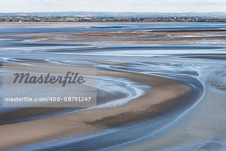 Sea coast at low tide, view from the top of the mount Saint Michael's, France