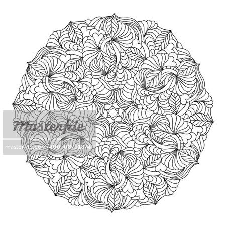 Vector illustration of abstract hand drawn mandala.Coloring page for adult.