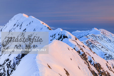 The Moldoveanu Peak in winter. Fagaras Mountains, Romania