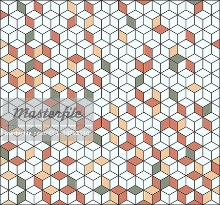 Vector abstract isometric cubes pattern in soft warm colors