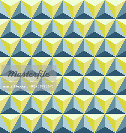 Vector seamless abstract triangles pattern in blue and yellow