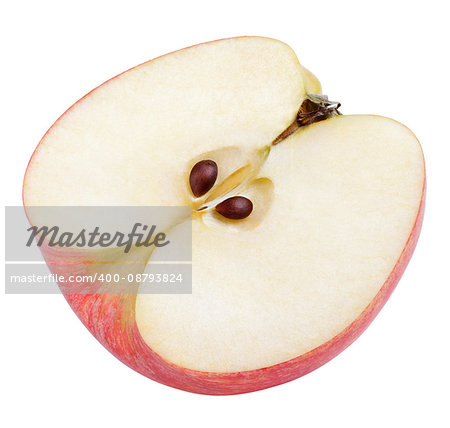 Half of red apple fruit isolated on white background with clipping path