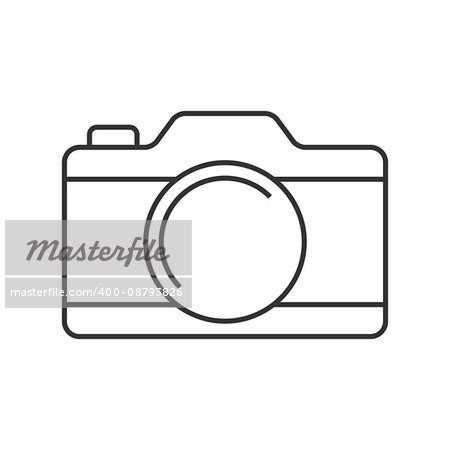 Camera thin line icon on white background