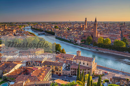 Image of Verona, Italy during summer sunset.