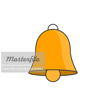 Bell thin flat line icon on white background