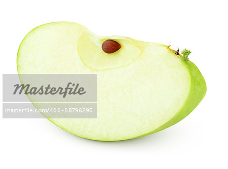 Green apple slice isolated on white background with clipping path
